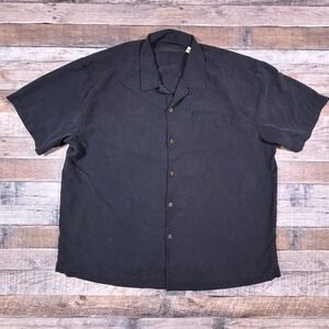 Tommy Bahama Mens XXL Black 100% Silk Shirt Jacquard Floral Resort Beachy